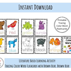 Tracing Color Words Flashcards, Printable, Preschool Learning Activity, Toddler, Homeschool, Educational Game, Learning Colors, Busy Bag
