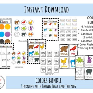 Learning Colors Bundle, Bundle of 6 Printable Activities, Preschool Learning, Toddler, Homeschool, Educational, Learning Binder, Busy Binder