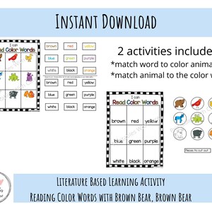 Learning Color Words, Printable, Preschool Learning Activity, Toddler, Homeschool, Educational Game, Learning Binder, Colors, Busy Binder