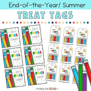 Etiquetas de regalo de fin de año "Que tengas un verano genial", etiquetas de regalo para estudiantes, paleta helada, verano, regalo para maestros y estudiantes, verano genial, último día de clases