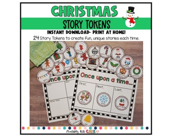 Fichas de historia, Juegos imprimibles de Navidad, Narración de historias imprimible, Juego de historias, Juego imaginativo, Tarjetas de historias, Cuéntame una historia, Juego creativo