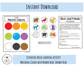 Aprender colores, combinar colores, imprimible, actividad de aprendizaje preescolar, niño pequeño, educación en casa, juego educativo, carpeta de aprendizaje, carpeta ocupada