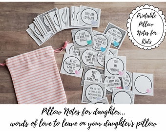 Notas de Almohada para niños, Palabras de Amor para Hija, Notas de Amor, Mamá e Hija, Afirmaciones, Tarjetas de Ánimo, Notas Dulces, Imprimibles