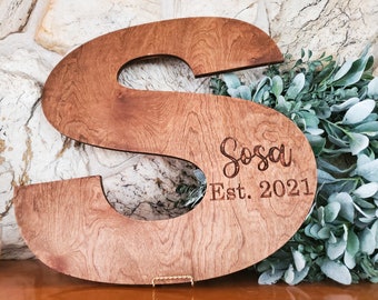 Wedding guest book alternative, Large letter, Wedding gift, Custom engraved, wood engrave