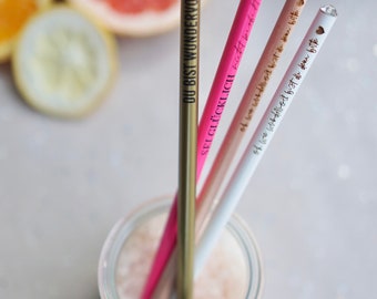 Bleistift mit tollen Sprüchen in verschiedenen Farben Gravur goldstift