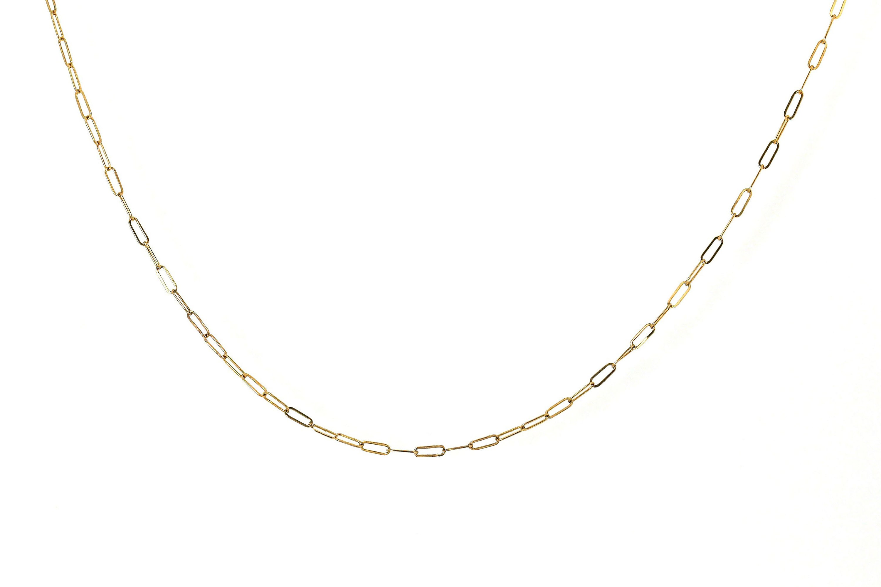 14K Solid Gold Basic Small Rectangular Link Necklace 2.1mm - Etsy UK