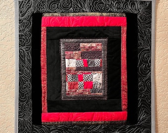 Quilt muurdecoratie moderne kunst: zwart, rood, fluweel abstract decor