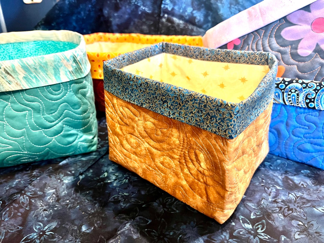 Art Quilt Baskets Freeform Quilted Fabric Buckets Each Etsy