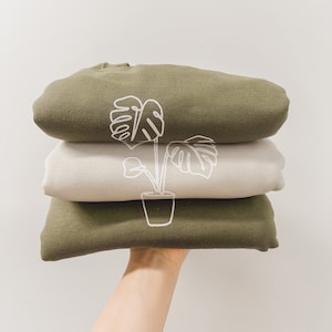 Monstera Crewneck | Plant Apparel | Screen Printed | Plant Sweatshirt | Houseplant Gifts | Unisex Pullover | Champion Brand