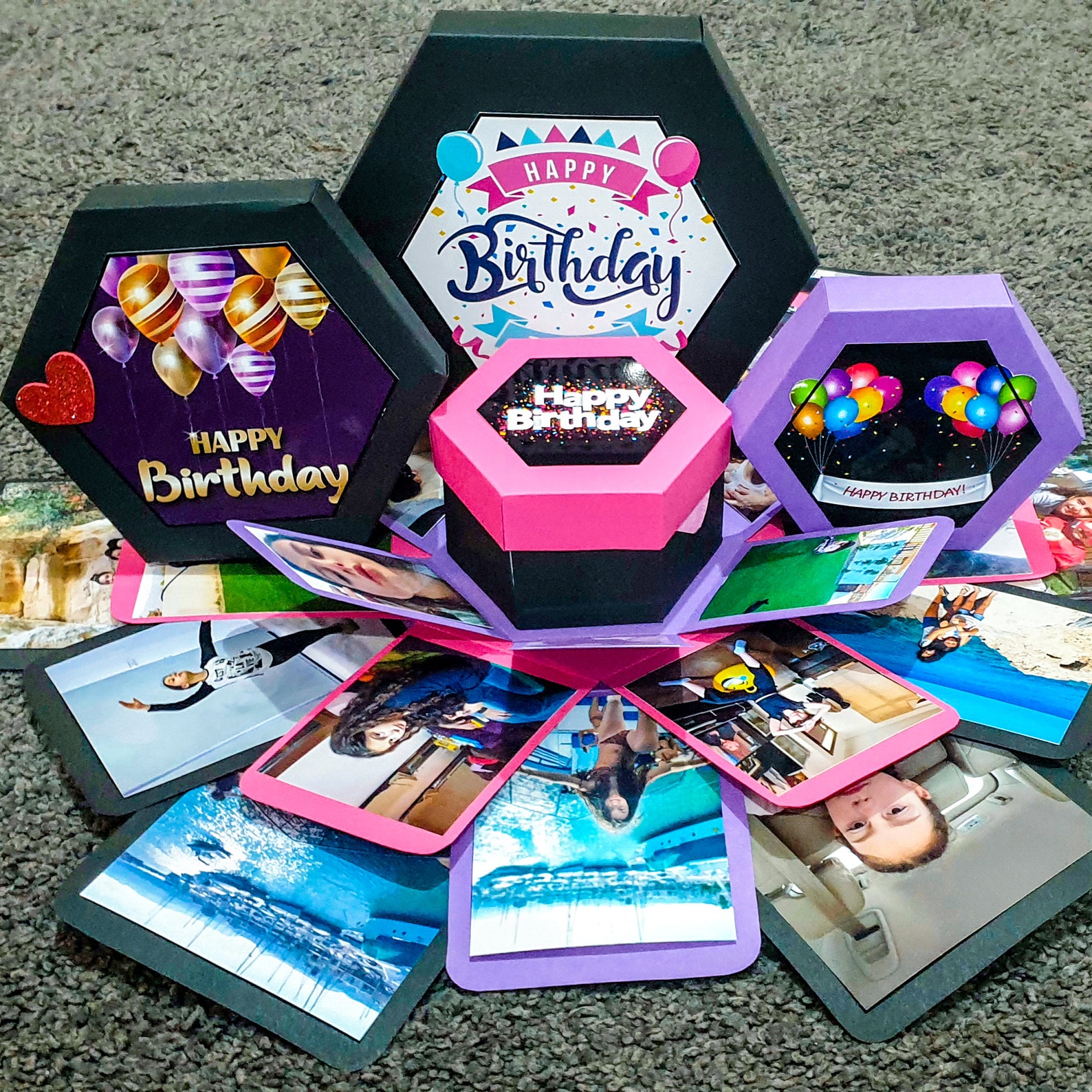Hexagon Explosion Box With Photos ready Product With 24 Etsy