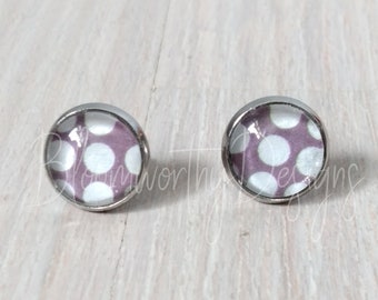 10MM Brown Polka Dot Stud Earrings Surgical Steel Spotted Studs Earrings Ladybug Earrings Simple Glass Cabochon Ladybird Jewelry