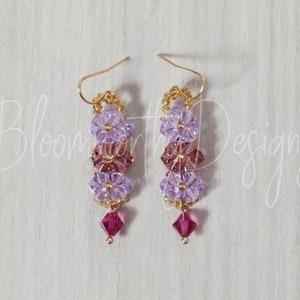 Purple Crystal Dangle Earrings: 24k Gold Vermeil Lilac Jewelry