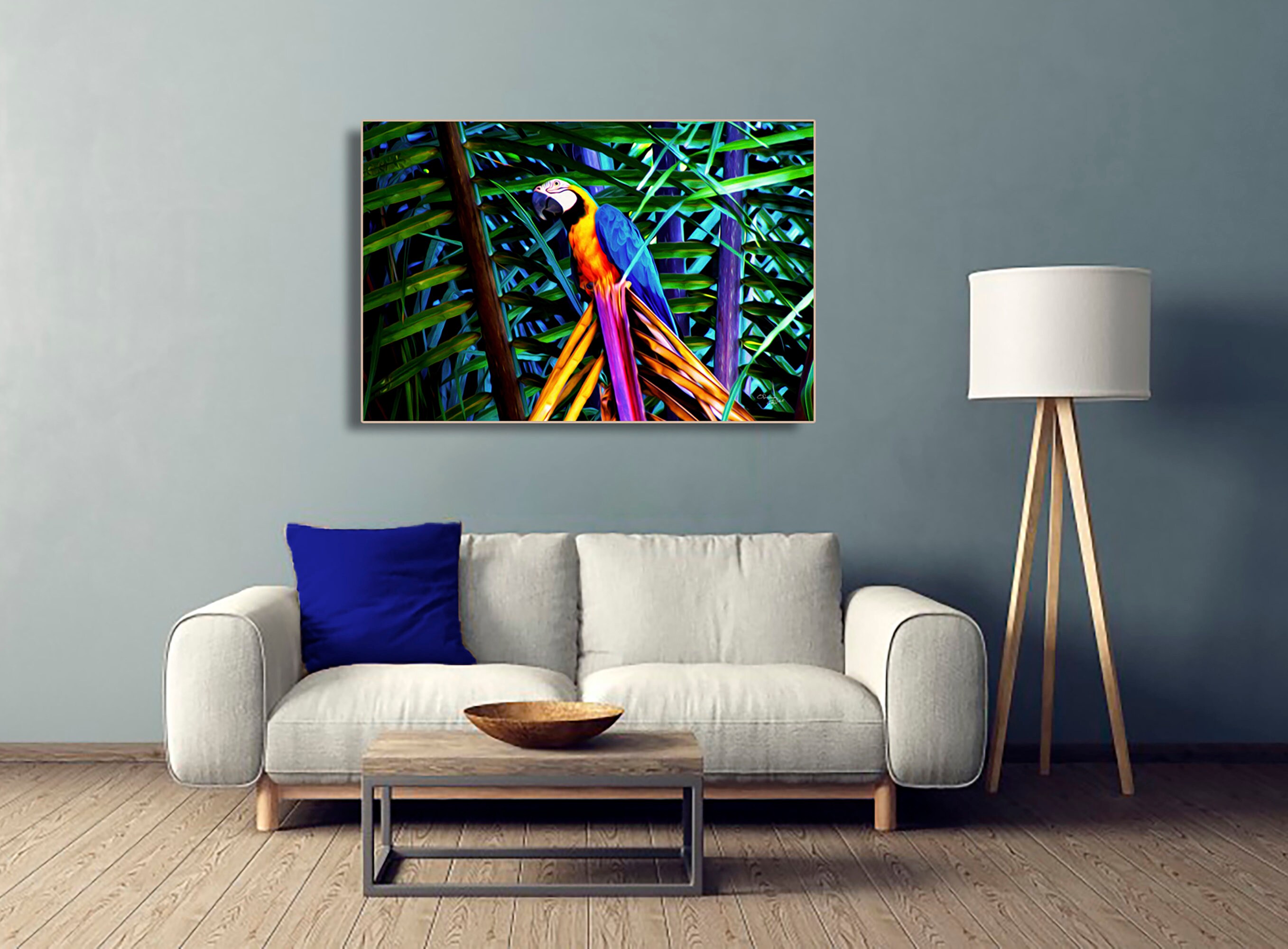 Blue and Gold MACAW CANVAS ART, Parrot Artwork, Parrot Wall Art ...