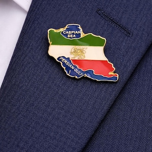 Persian Heritage Enamel Pin – Map of Iran made in US