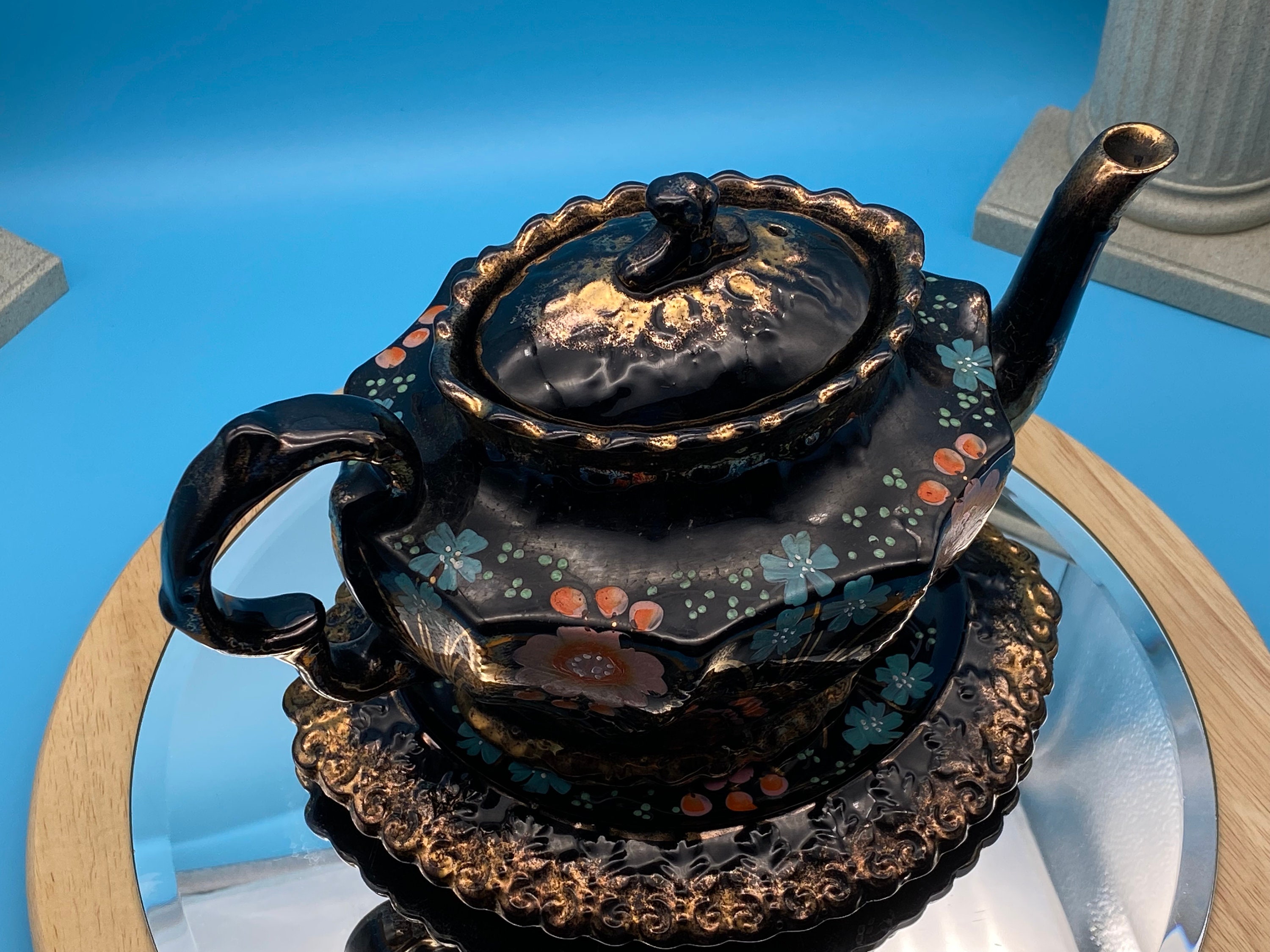 Antique Victorian Jackfield Teapot With Stand Earthenware Etsy UK