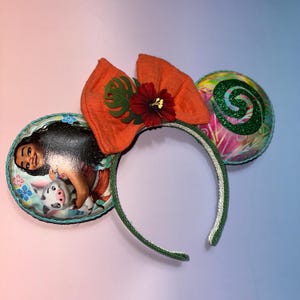 Princess Moana  Handmade Mouse Ears |  Moana Headband | Custom designed Ears | Princess Moana handmade Headband | Disney Inspired Moana