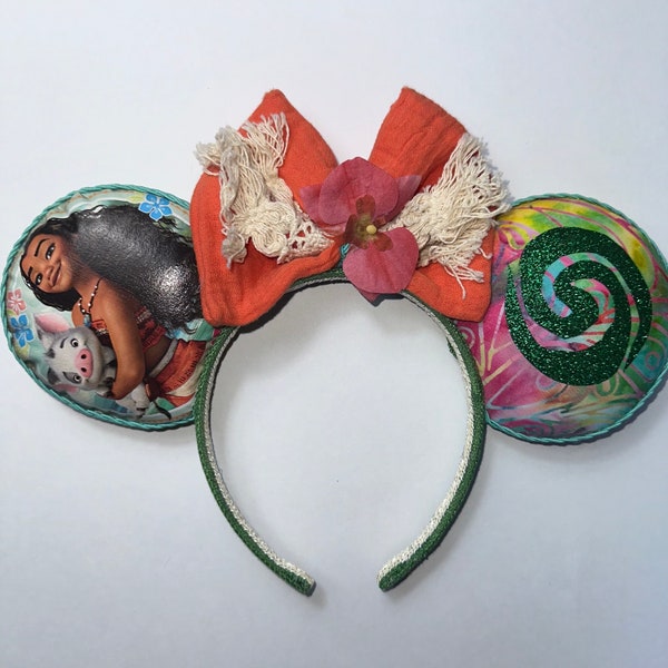 Handmade Moana Inspired  Mouse Ears , Moana Headband , Custom  Ears