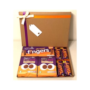 Cadbury Orange Twirl Chocolate Fingers & Giant Buttons Gift Box Hamper Birthday Christmas Present XMAS Teacher