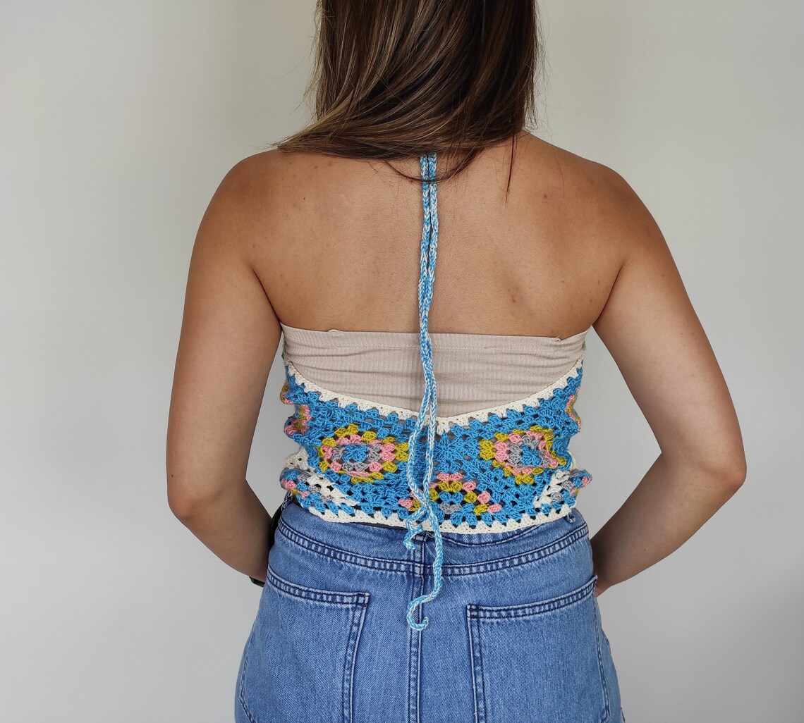 Granny Square Halter Top Granny Square Crochet Top Backless | Etsy
