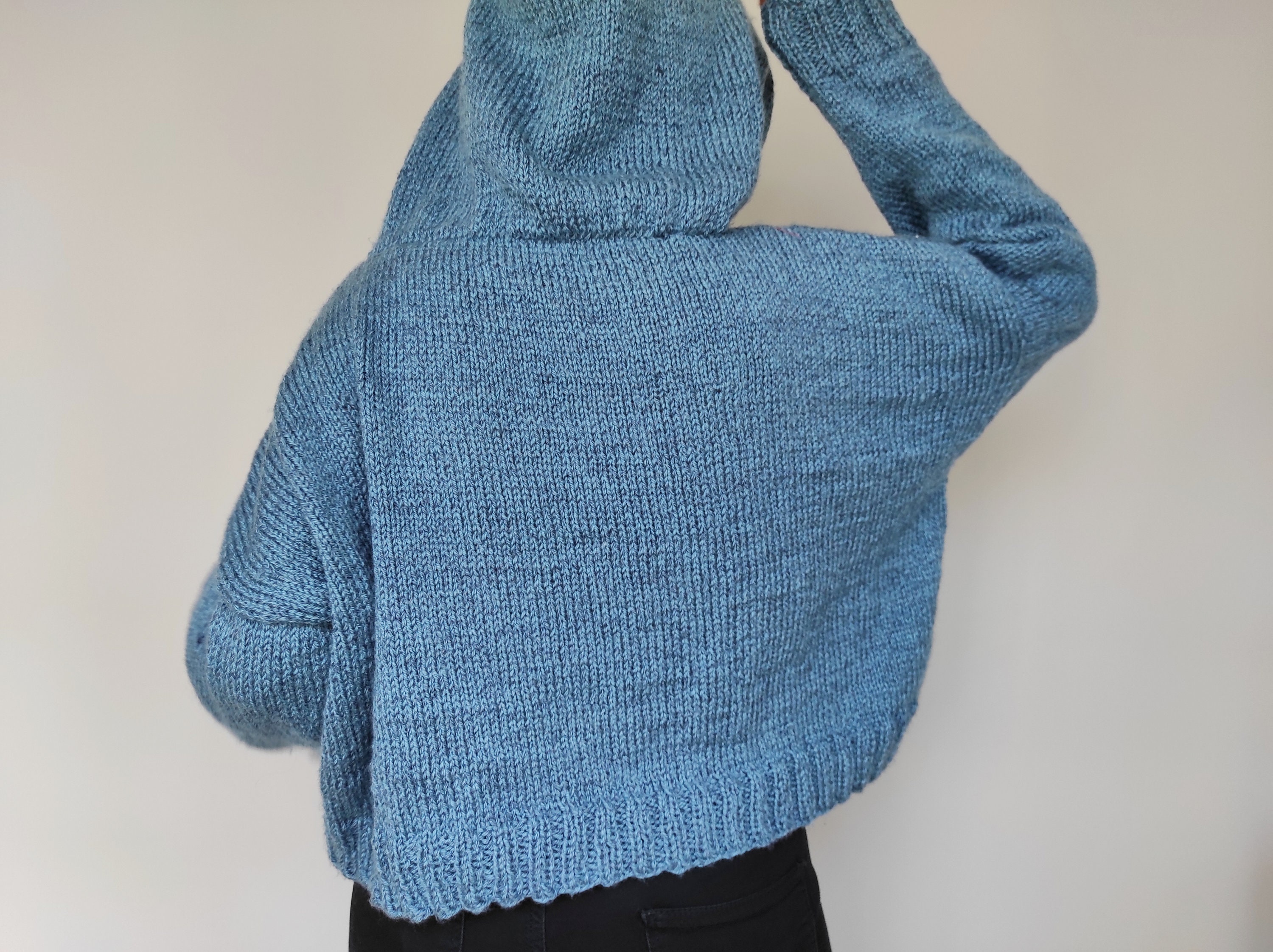 Hand Knit Crop Sweater Jumper Oversized Hoodie Women Trendy | Etsy