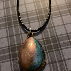 bi-pride inspired handmade resin pendant