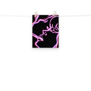 Neon Sign Inspired Girl Smoke Wall Art 8x10 / Stampa poster opaca
