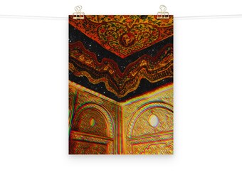 Gold Mosque Surrealism Art Print: Islamic Architecture Home Decor