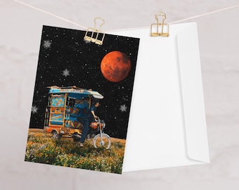 Rickshaw In Space Pakistani Art South Asian Desi Blank Greeting card