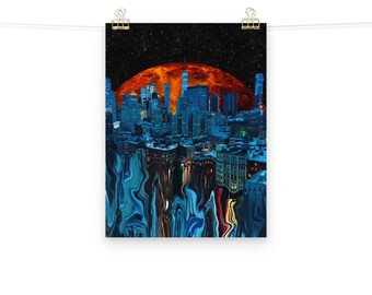 NYC Trippy Collage Cityscape Wall Art Poster Print
