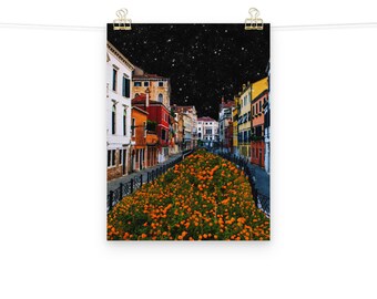 Venice Italy Surrealist Collage Art Print: Space Home Decor