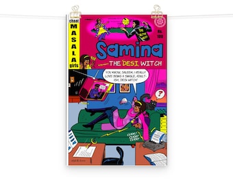 Samina The Desi Witch Matte Poster: South Asian Inspired Wall Art (12x18)