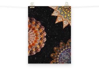 Star Ceilings Islamic Art Print: Mosque Surrealism Collage (Matte Poster)