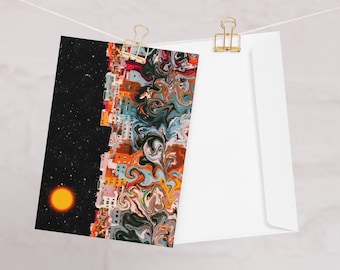 European Homes Surrealism Space Art Blank Greeting card
