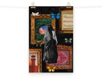 Surrealism Frames Space Collage Art | Matte Poster Print | Gifts for Muslim Friends | Mosque Masjid