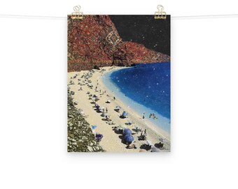 Persian Rug Surrealism Space Art | Matte Poster Print | Beach | Gifts for Desi Friends