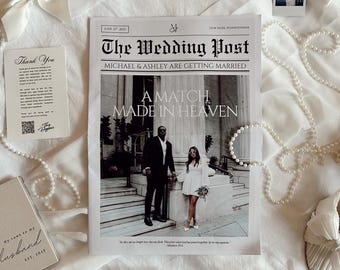 Christian Wedding Newspaper Canva Template, Large Customizable Wedding Ceremony Program, Printable Editable Newspaper Itinerary, Wedding Day