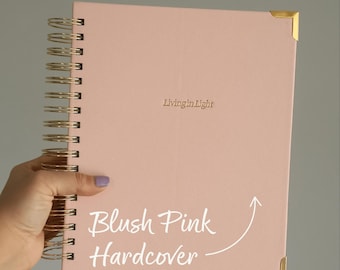 Blush Pink Leather Spiral Faith-Based Planner - Undated Christian Organizer Bible Study, Sermon Notes, Goals, Finances, Prayers.