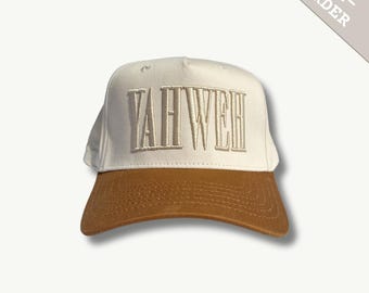 Yahweh Cotton Christian Trucker Hats | Embroidered Jesus Godly Hat | Faith-Based Apparel for Men & Women | Snapback Cap