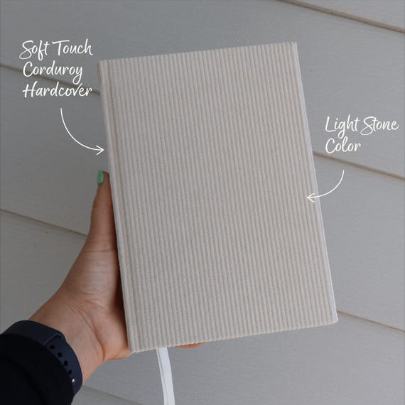 Light Stone Corduroy Lined Notebook – A5 Journal, 120 GSM Paper, Soft Cover, Sewn Binding, Premium Daily Writing Journal
