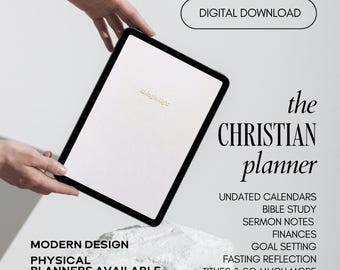 Planificador cristiano digital sin fecha: estudio bíblico, notas de sermones, organizador imprimible para productividad y establecimiento de metas, Goodnotes Notability PDF