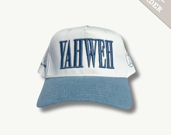Yahweh Cotton Christian Trucker Hats | Embroidered Jesus Godly Hat | Faith-Based Apparel for Men & Women | Snapback Cap PRE-ORDER