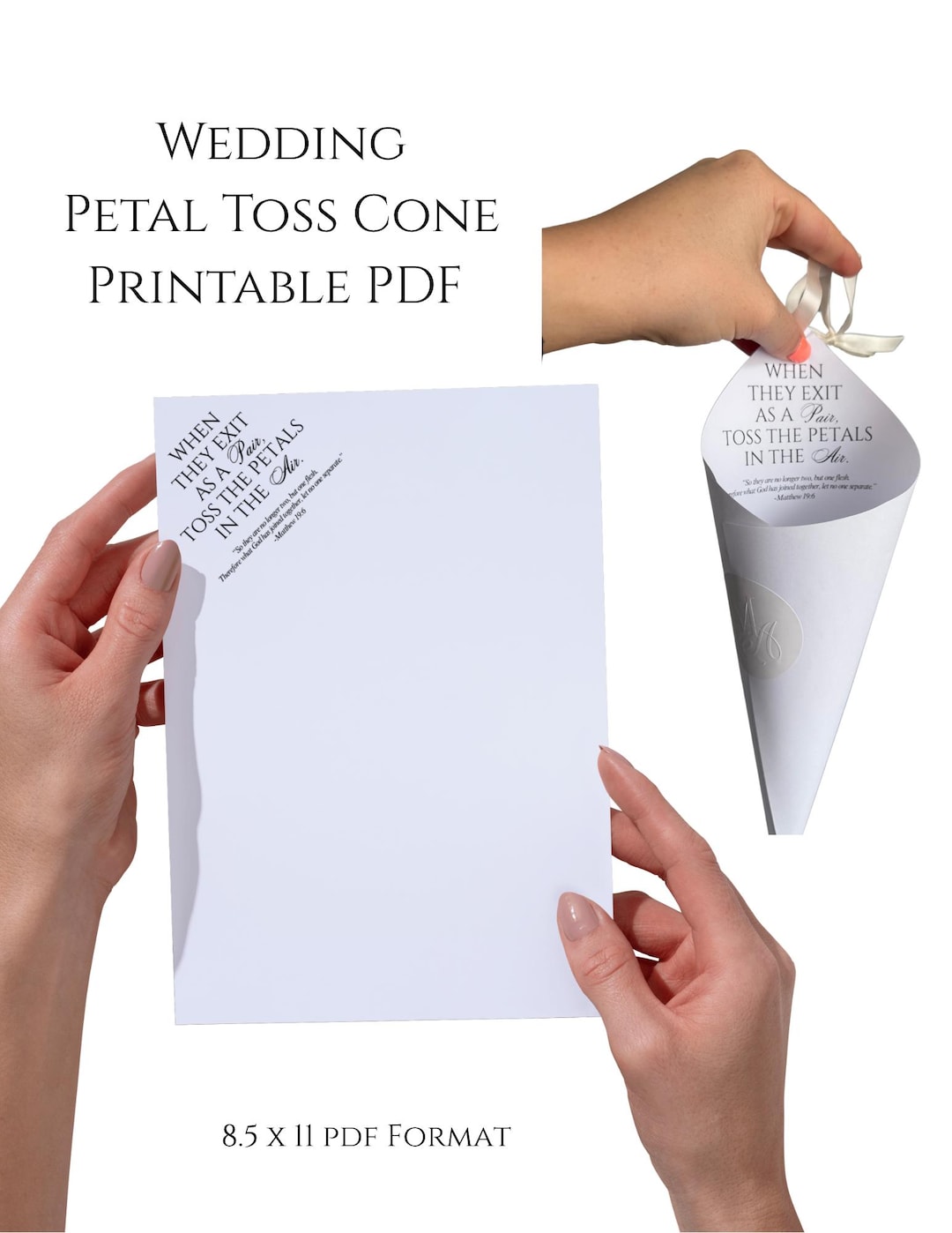 Petal Send Off Printable Wedding Petal Toss Cones PDF | DIY Flower Girl Petal Favors ...