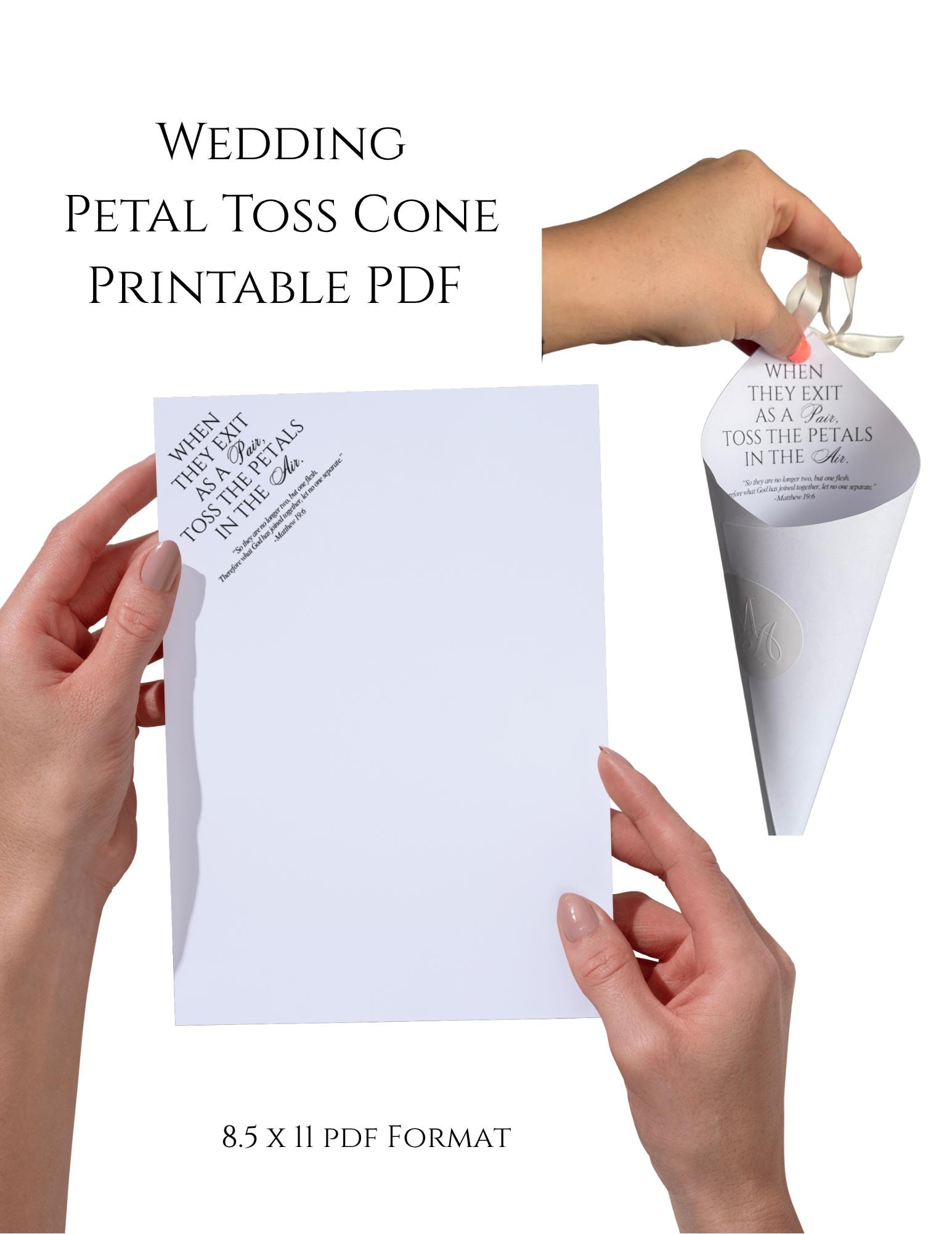 Printable Wedding Petal Toss Cones PDF | DIY Flower Girl Petal Favors, Instant Download PDF | Ceremony Send Off Rose Petal Cone