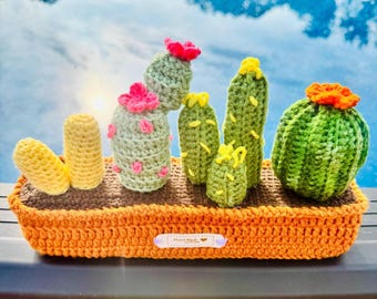 Crochet Cactus Arrangement, Handmade Potted Plant Decor