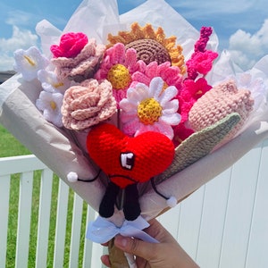 Un verano sin ti Ramo de flores/ Flores de Bad Bunny/ Idea de regalo/ Flores para siempre/ Conejo malo/ Corazón rojo
