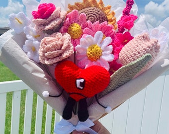 Un verano sin ti Ramo de flores/ Flores de Bad Bunny/ Idea de regalo/ Flores para siempre/ Conejo malo/ Corazón rojo