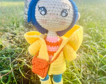 Handmade Crochet Coraline Doll Plushie, Movie Fan Gift