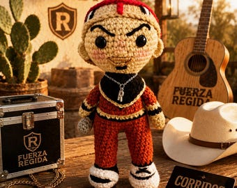 Handmade Crochet Chuyin Doll, Plushie Toy with Microphone, Fuerza Regida,