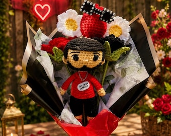 Anuel AA Crochet Flower Bouquet, Handmade Music Fan Gift