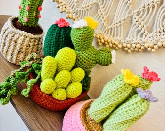 Crochet Cactus Pot, Handmade Potted Plant Decor